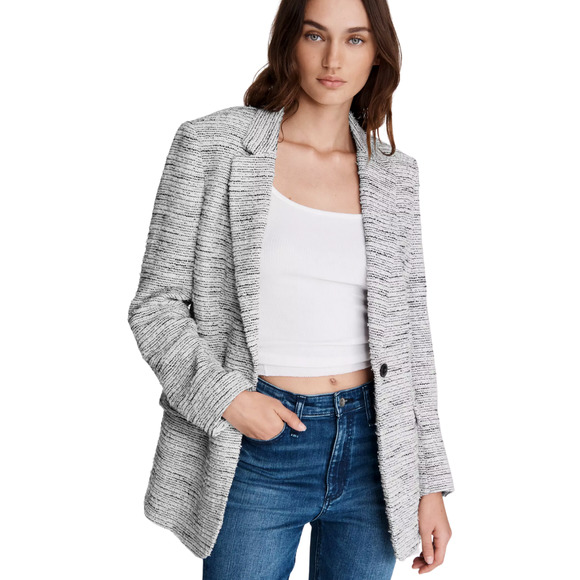 rag & bone Jackets & Blazers - Rag & Bone Womens Tweed Blazer Size 2 Black White Ames Deconstructed Career NEW